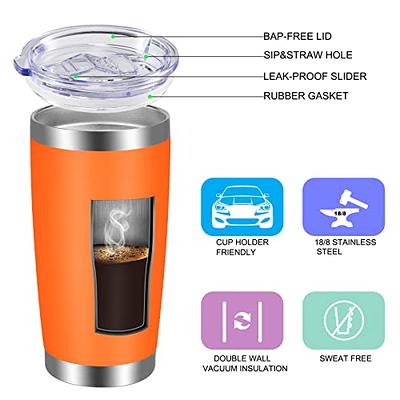 HASLE OUTFITTERS 20 oz Tumbler Bulk, Stainless Steel Tumblers with Lid,  Vacuum Insulated Tumbler, Double Wall Powder Coated Cup, coffee mugs,  Orange