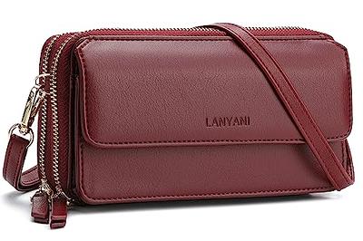 Lanyani Women Crossbody Wallet RFID Blocking Cell Phone wristlet Purse with shoulder  strap small crossbody bag (Wine Red) - Yahoo Shopping