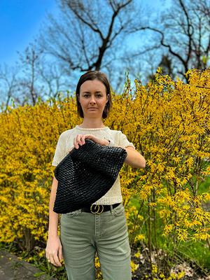 Dumpling Raffia Clutch, Natural