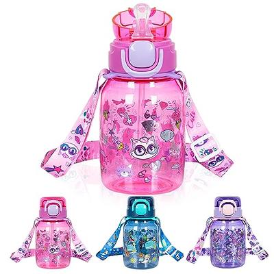 16 Oz Cute Water Bottle For School Kids Girls And Boys,bpa Free Tritan &  Leak Proof One Click