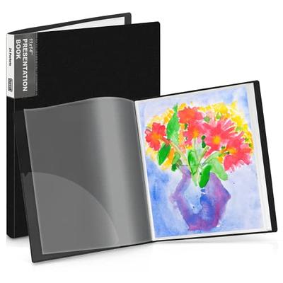 Dynta Portfolio Folder for Artwork Art Portfolio Binder 2 Packs 9x12 Demo Book Black Portfolio Folder with Protective Film Binder with Plastic
