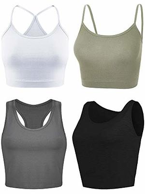 4 Pieces Basic Sleeveless Racerback Crop Tank Top Women's Sports