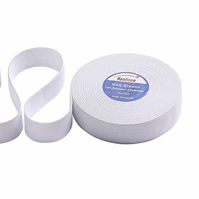HANFINEE 2 inch Wide Sew on Elastic Band Knitted Elastic with Heavy Stretch Forsewing Crafts Diy,waistband,bedspread,cuff(white,10 Yards)