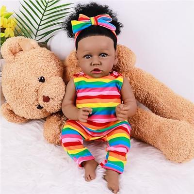 kgniess me Lifelike Reborn Baby Dolls Black - 22 Inch Realistic