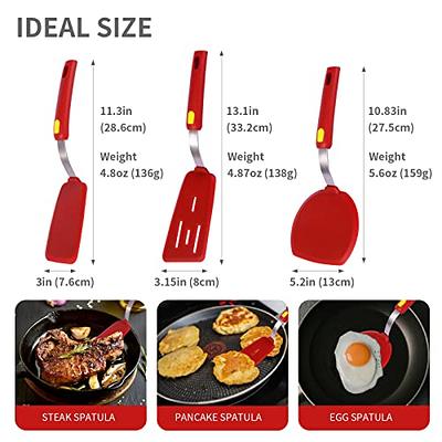 Hvanam Silicone Spatula Turner Heat Resistant 600°F 3 Piece Set Non Scratch  Flexible Slotted and Solid Thin Rubber Spatula Flipper for Cooking Pancake, Egg,Fish,Burger,Steak for Nonstick Cookware,Red - Yahoo Shopping