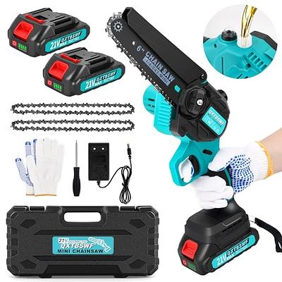 Mini Chainsaw 6-inch Cordless 3000mAh, Brushless Electric Handheld Chain  Saws, Battery Powered Chainsaw Up To 100min X2, Tree Trimming, Branch Wood