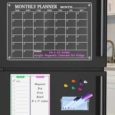 Magnetic Dry Erase Refrigerator Calendar with Markers - 15 x 11 Monthly  Fridge Calendar and Today List, Fridge Whiteboard with Back Magnet