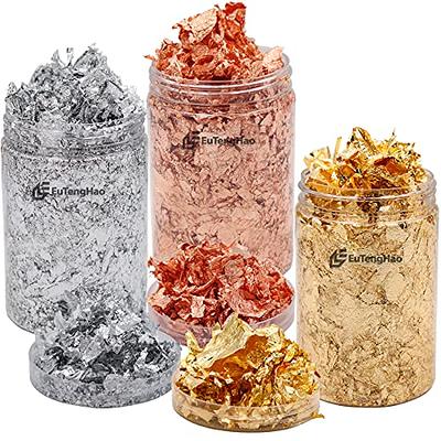 Gold Foil Flakes for Resin, 30g Gold Leaf Flakes for Nail Art, Painting,  Crafts, Slime and Resin Jewelry Making (10g / Bottle)