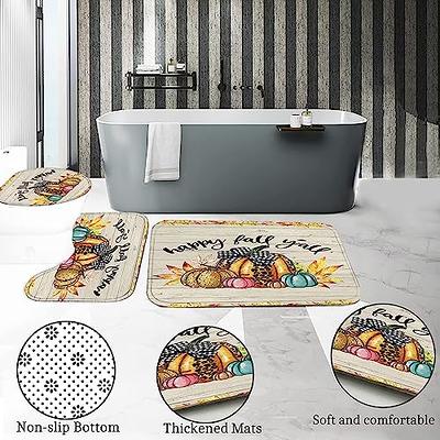  4 Pieces Bathroom Shower Curtain Set,Thanksgiving