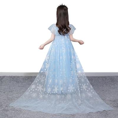 knemmy Elsa Costume for Girl Elsa Dress Frozen Cosplay Princess Dress Up  Clothes Halloween Party Perform Birthday Outfit