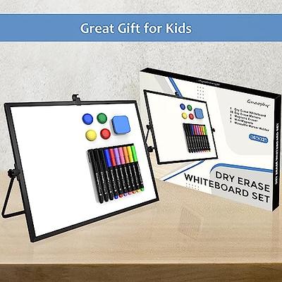  Dry Erase White Board, 16X12 inches Double-Sided Magnetic  Desktop Whiteboard with Stand,8 Markers, 4 Magnets, 1 Eraser, Portable  White Board for Kids Drawing, to Do List Wall School Office Home 