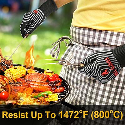 Alselo Silicone Oven Mitts Heat Resistant 550 Degree Extra Long Kitchen Gloves Pot Holders with Waterproof and Non-silp for Baking Cooking Barbecue