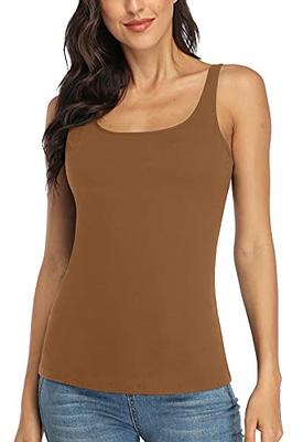 V FOR CITY Women Plus Size Tank Top with Shelf Bra Adjustable Wide Strap  Camisole Cotton Undershirt Brown - Yahoo Shopping