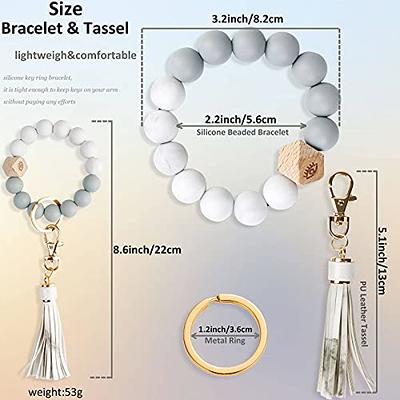 Beads Chain Wrist Lanyard Keychains Silicone Bead Keychain Bracelets Holder