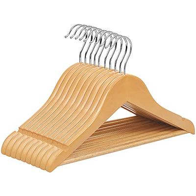 Rebrilliant Wooden Suit Hanger with Solid Wood Bar (Set of 50), Silver