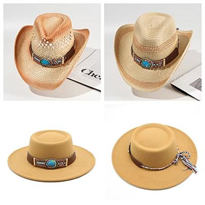 GRNUS Hat Bands for Women Fedora Hat Men Cowboy Cowgirl Hats Handmade Men  Belt Accessories Rope Belt (Braid + Gemstone) - Yahoo Shopping