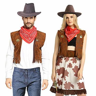  Men Cowboy Costume with Scarf Western Long Sleeve Fringe Shirt  for Adult Halloween Cosplay Costume (S) Black : Clothing, Shoes & Jewelry