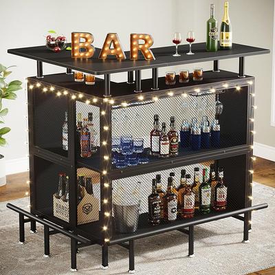 Bar Unit, 3-Tier Bar Table Liquor Cabinet with Stemware Rack and Metal  Footrest Wine Rack - N/A - Yahoo Shopping