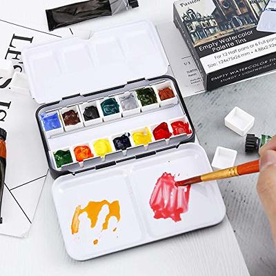 Empty Watercolor Paint Palette Tin Storage Box Color Mixing Iron Paint Tray  with Half/Full Pans For Painting Art Supplies