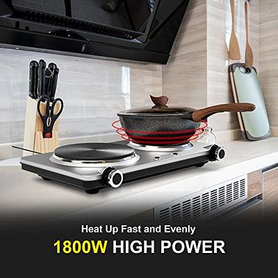 Electric Double Stovetop Hot Plate for Cooking 1800W 7.3/4 Glass Cast Iron Portable  Stove Burners Cool Touch Handle Cooktop Keeps Food Warm Temperature  Controls Electric Burner for Kitchen, Dorm - Yahoo Shopping