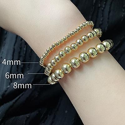 18K Solid Gold Bracelets for Women, Yellow Gold Beads Ball Bracelet with  Durable Chain Jewelry Gifts for Her, Mom, Wife, Girls 6.5 - 7.3