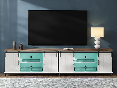 WAMPAT Modern TV Stand for up to 100 inch 2 in 1 Entertainment Center TV  Console with Storage Cabinets Media Console for Living Room