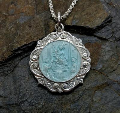 Ave Maria Medal Necklace, Vintage Sterling Silver, Blue Enamel Pendant, 18 Silver  Chain, Excellent Condition, Clean & Bright - Yahoo Shopping