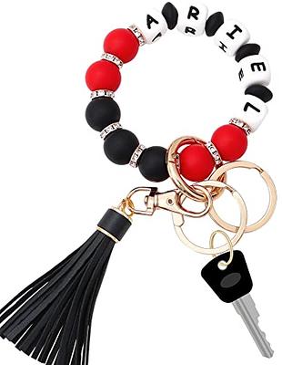 Weixiltc Key Ring Bracelet Wristlet Keychain Bangle Keyring - Portable  Leather Tassel Bracelet Key Chain Holder for Women