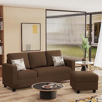 Two Seater Modular Sectional Sofa Linen Fabric Sofa Couch with Ottoman,  Seat Cushion and Back Cushion Removable and Washable - Yahoo Shopping