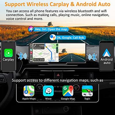 Portable 9.3 Dash Mount Apple CarPlay with 4K Front and Rear 1080P Dash  Cam,Wireless Android Auto Car Play Screen Stereo for Cars, with Backup