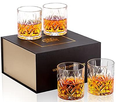 Whiskey Glasses Set of 6, 10oz Old Fashioned Crystal Bourbon Glass