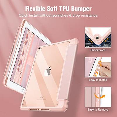 With Built-in Pen Holder Back Transparent Shockproof Auto Wake Ipad Cover  (pink 11 Inch)