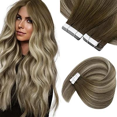 Easyouth Curly Hair Extensions Tape in Human Hair Brown Tape on Hair  Extensions Natural Curly Tape in Hair Extensions Human Hair Darkest Brown  14Inch