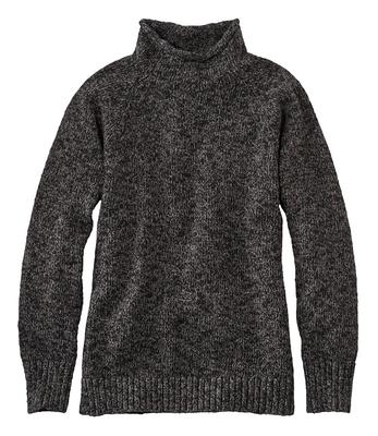 Women's Cotton Ragg Sweater, Funnelneck Pullover Darkest Gray