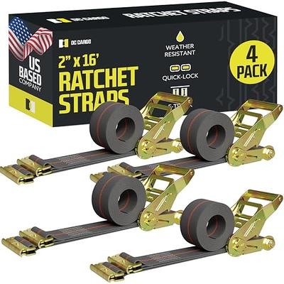 E Track Ratchet Straps Cargo Tie-Downs, (Pack of 4) 2 x 16 Heavy