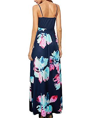 Newshows Women's Summer Dress Floral Spaghetti Strap Sleeveless V