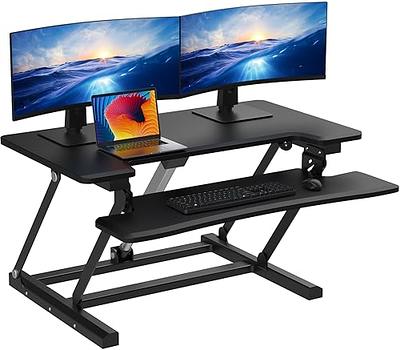 Large Ergo Height Adjustable Standing Desk Converter Black - True Seating :  Target