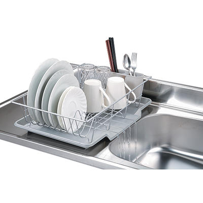 Sweet Home Collection Chrome Plated Steel Dish Drainer - White