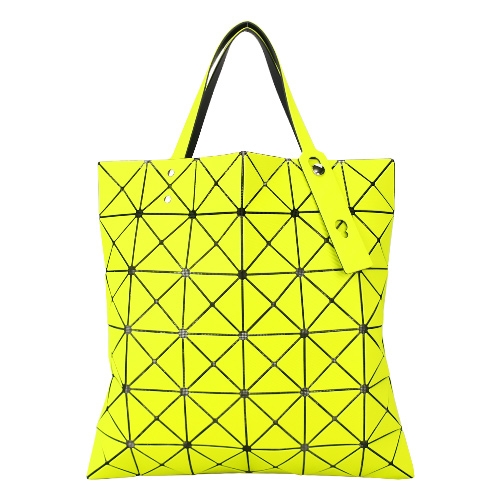 ISSEY MIYAKE 三宅一生 BAOBAO 斜紋三角方格6x6透光手提包-黃