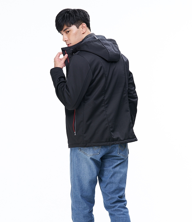 【ATUNAS 歐都納】男款抗風SoftShell刷毛保暖外套A1-G1835M黑