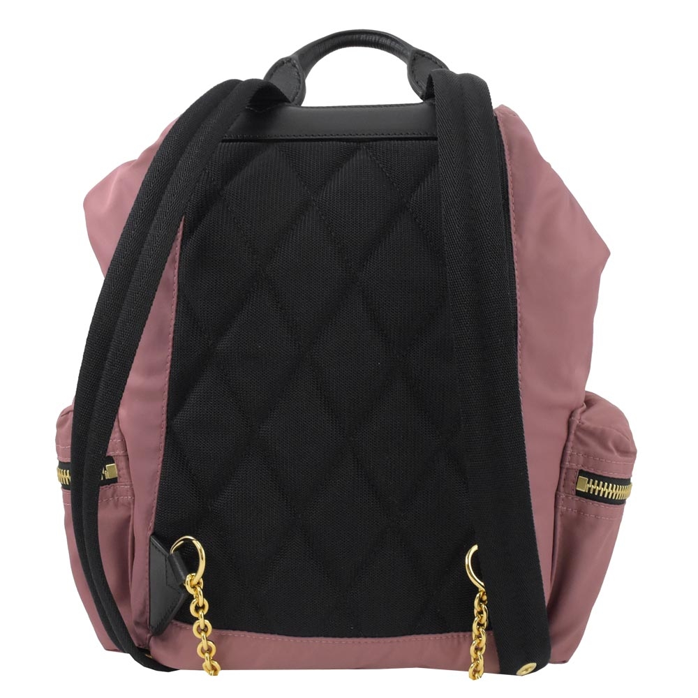 BURBERRY 金屬LOGO尼龍多口帶軍旅後背包(豆沙粉/中)