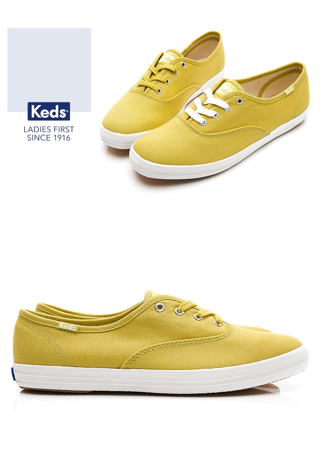 Keds CHAMPION 玩色經典綁帶休閒鞋-黃綠