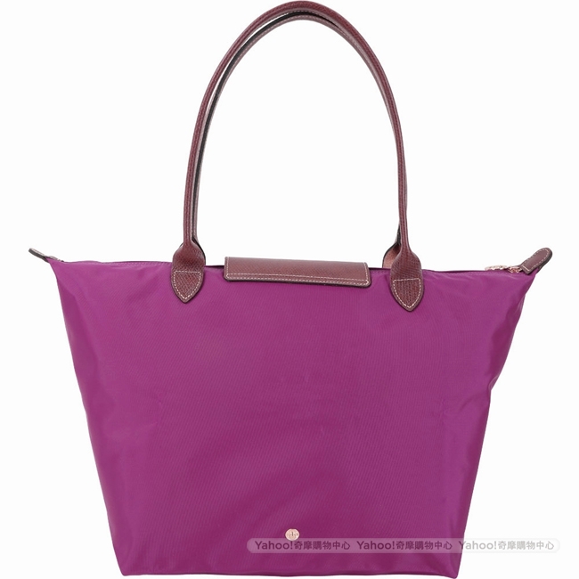 LONGCHAMP Le pliage 大型長提把摺疊水餃包(大麗花色)