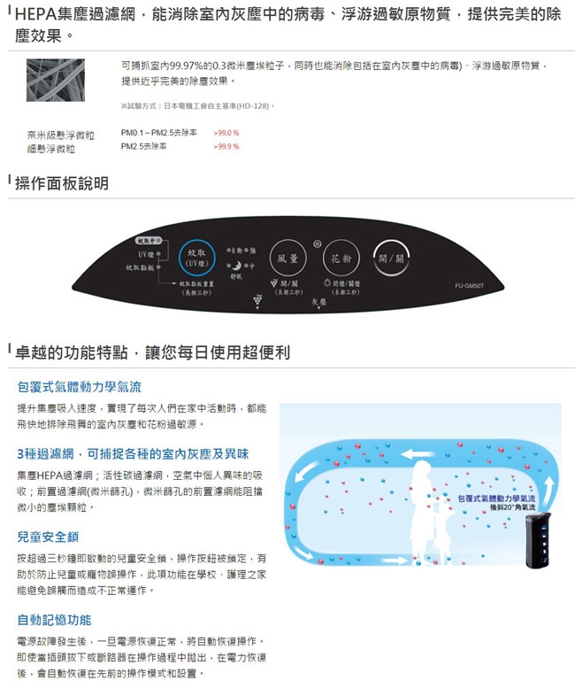 SHARP夏普 11.5坪 蚊取空氣清淨機 FU-GM50T-B