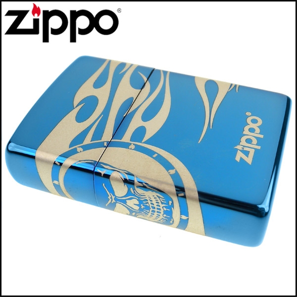 ZIPPO 美系~Tattoo Design-骷髏火焰圖案-4面連續雷射雕刻加工打火機