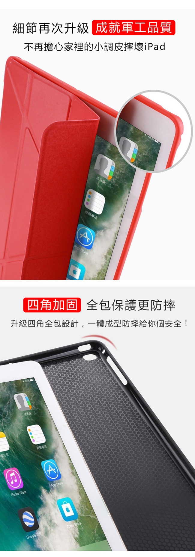 iPad Air 10.5吋 2019款 蜂窩散熱Y折支架平板皮套 智慧休眠保護套