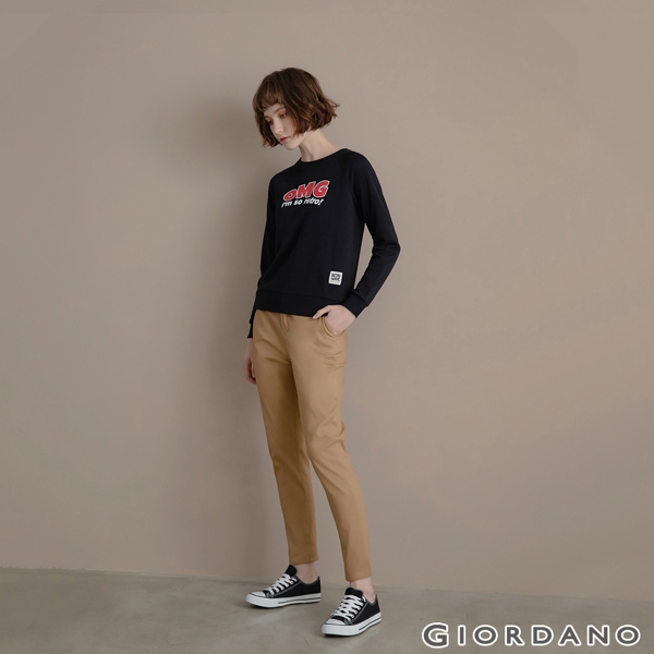 GIORDANO 女裝經典後鬆緊修身休閒九分褲 - 04 虎眼石卡其