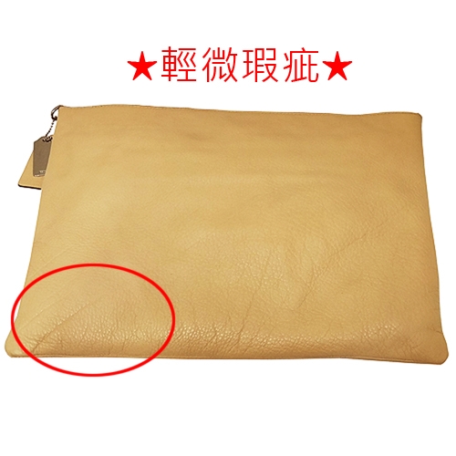 COACH 薄型荔枝紋肩背/斜背兩用包-褐色(展示品)