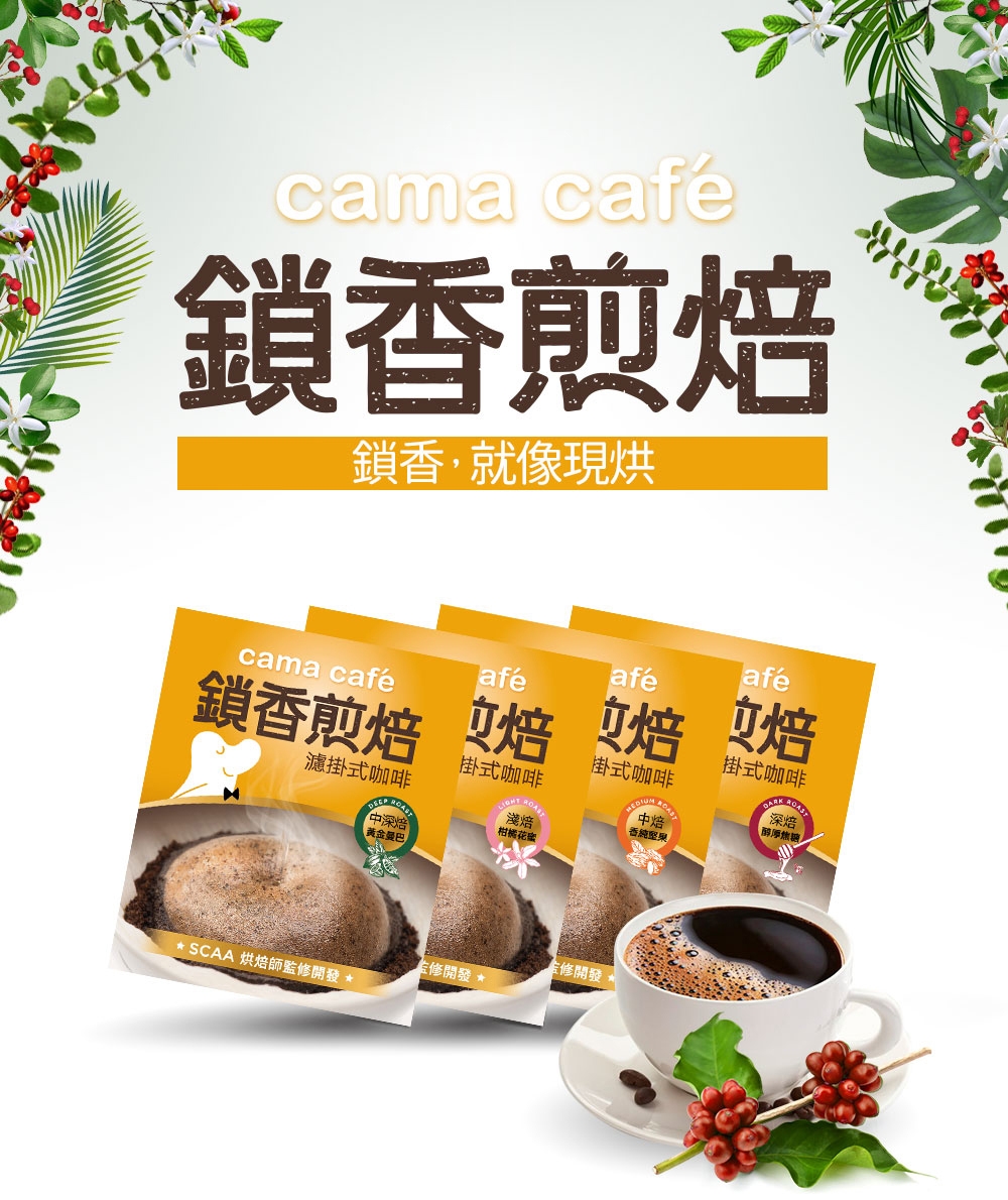 cama cafe 鎖香煎焙-黃金曼巴 濾掛式咖啡-中深焙(8gx6包)