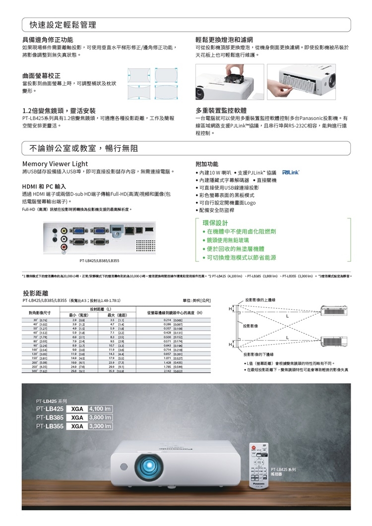 國際牌 PANASONIC PT-LB425T XGA超輕巧投影機